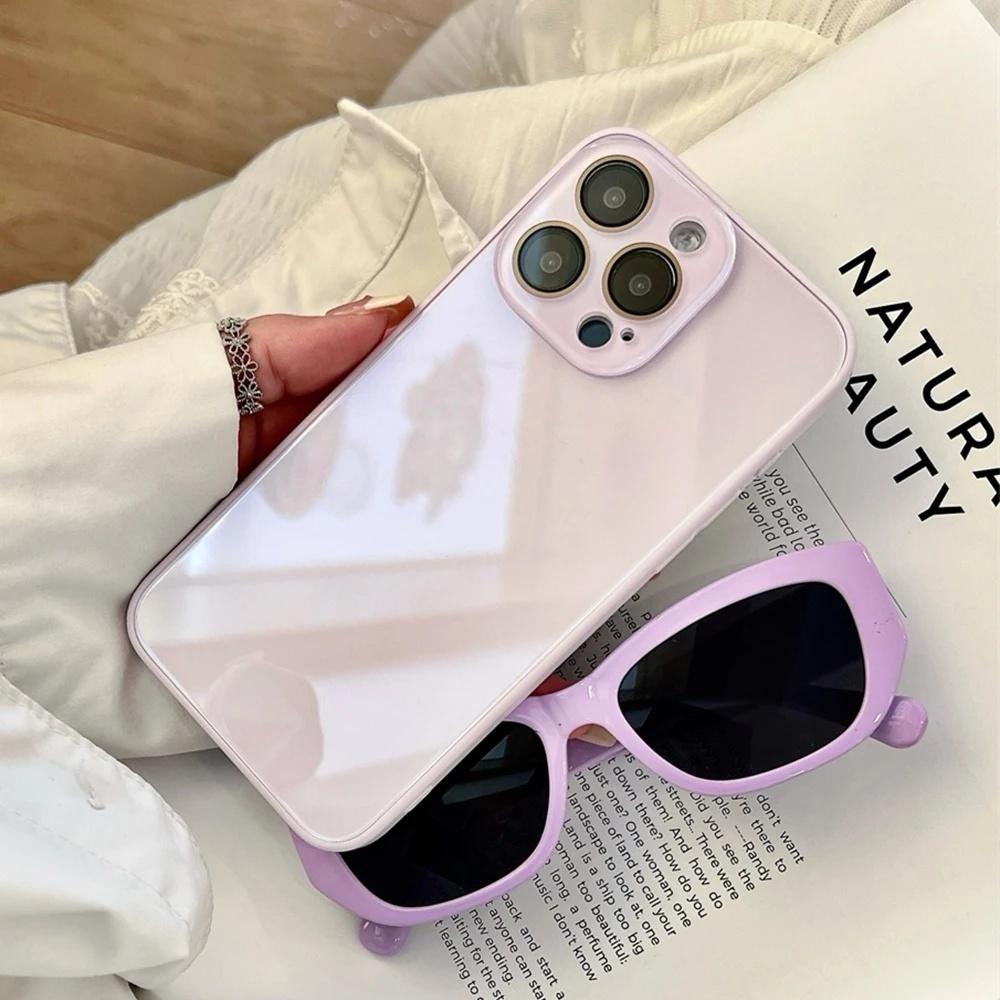 Luxury AG Glass Candy Color Phone Case For iPhone 17Air 17 16 15 14 13 12 11 Pro Max Full Lens Camera Protective Shockproof Back Cover