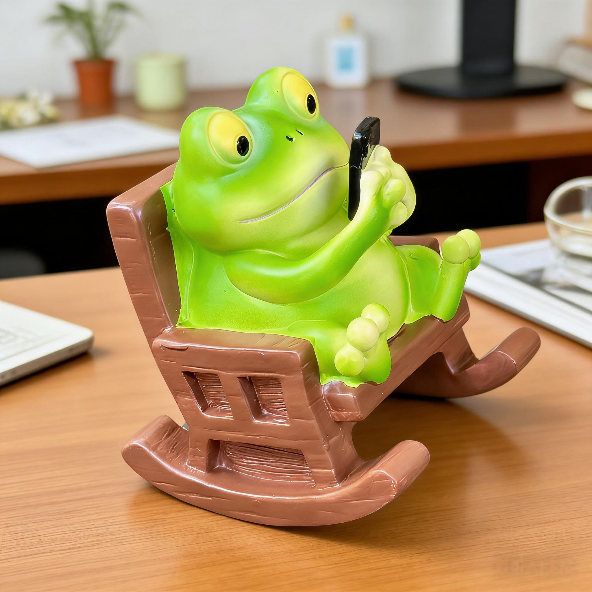 Cute Frog Chair Phone Holder, Desktop Healing Decor, Creative Resin Gift, Adorable and Fun Desk Accessory, Perfect for Home Office