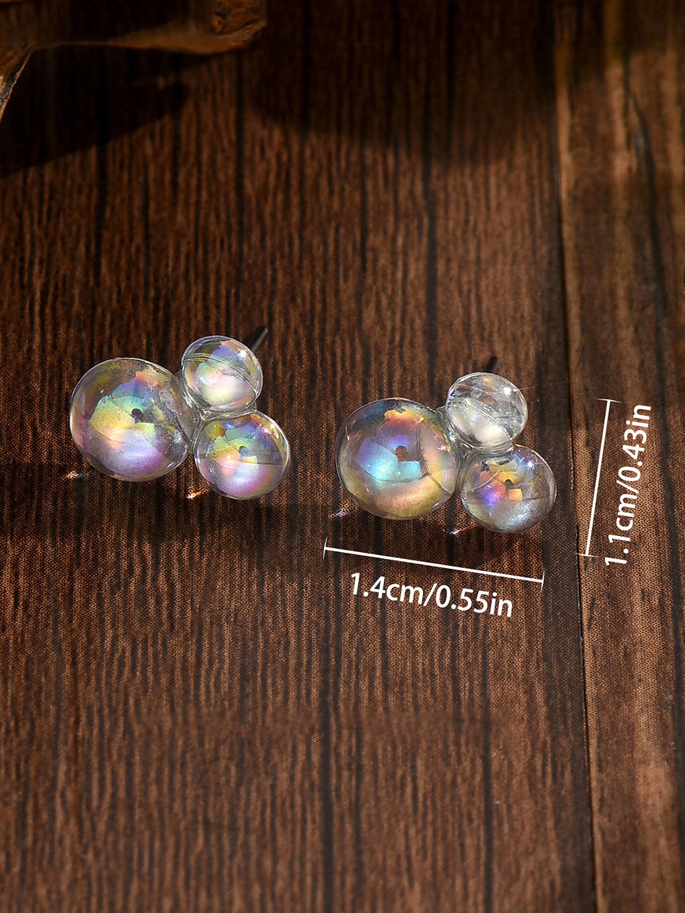 1Pair Rainbow Bubble Earrings, Color-Changing Magic, Handmade Witch Theme Gift, Flat Bottom Design, Perfect for Unique Accessories, Witchy Jewelry
