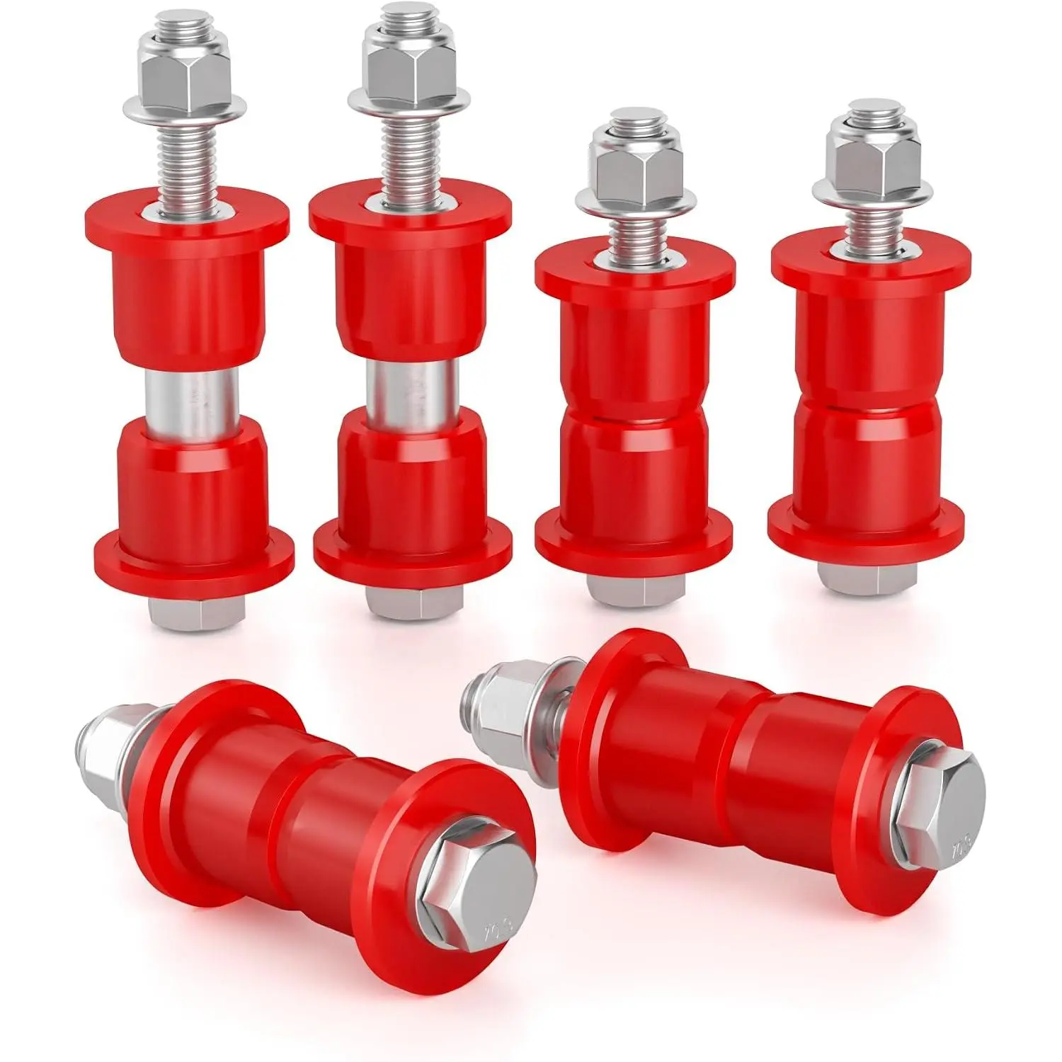 The suspension bushing kit includes hardware, front A-arm polyurethane bushings and sleeves, suitable for 2008 and later EZGO RXV golf carts (gasoline and electric models) - can replace original factory parts#608086 601340 602085 601754 602415 600525