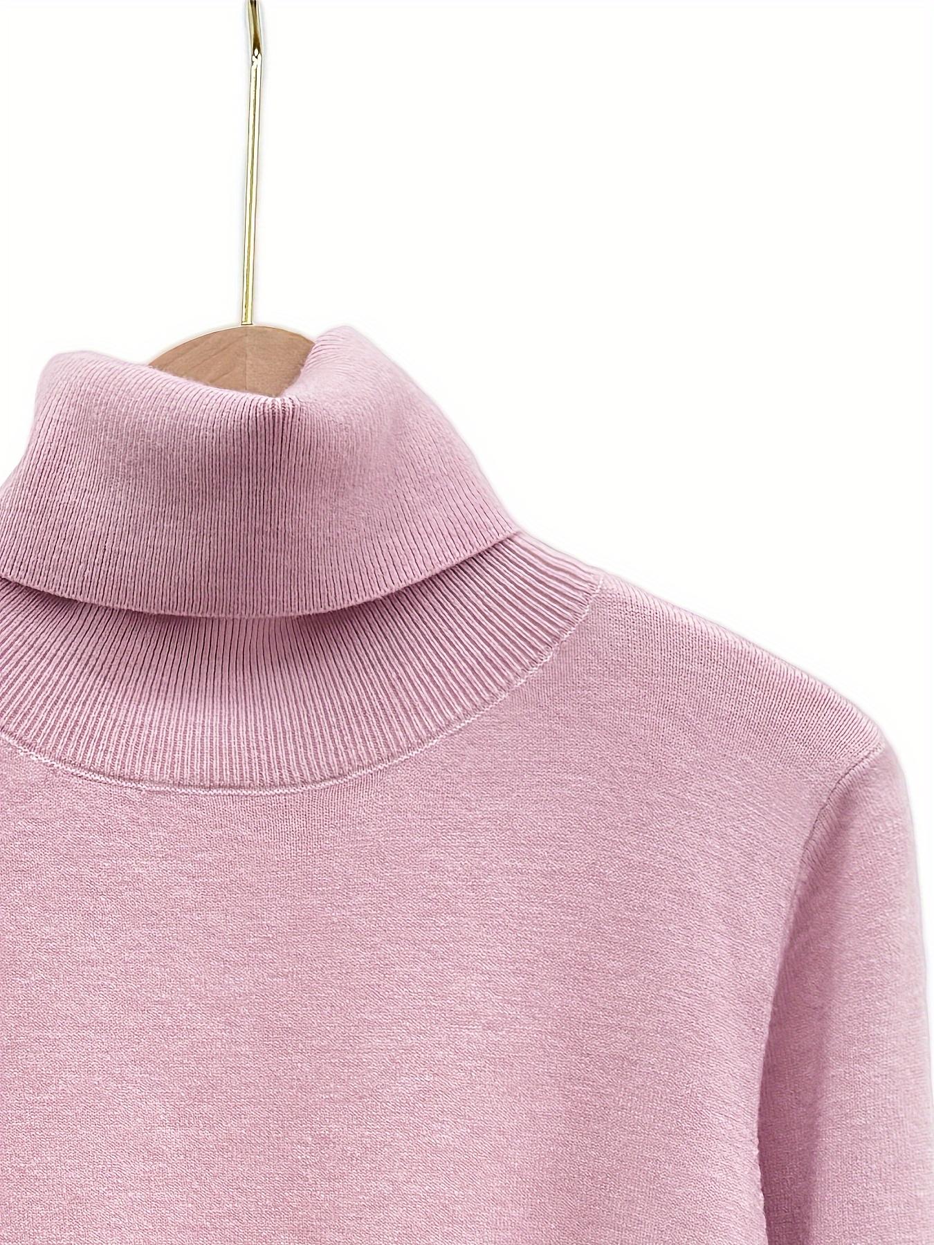 Women's High Neck Pure Color Knit Sweater, Slim Fit Long Sleeve Inner Layer Outerwear, Versatile Fall Winter Top, Knitwear