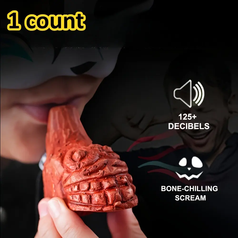 Loud Aztec Death Whistle, 125+ Decibels, Realistic Human Scream, Chimpanzee Design, Halloween, Emergency Survival, Costume Party, Survival Tool