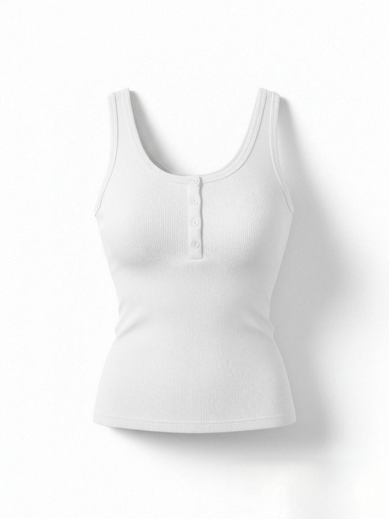 3-Pack Women's Spring Summer Round Neck Button Striped Sleeveless Top, Front Button Design, Knitted Slim Fit Tank Tops, Casual Daily Wear