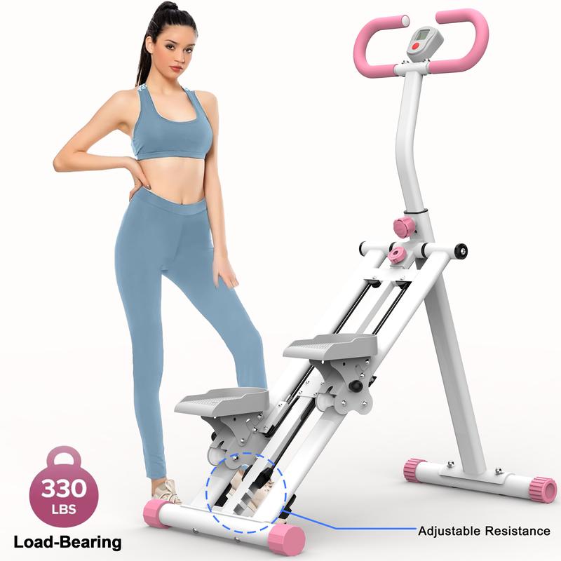 【KINMAC】330lbs Stair Stepper Climber Machine with Adjustable Resistance & Handlebar - Upgrade Vertical Climber Workout Machine for Full-Body Exercise Climber Fitness Equipment with Stable Frame-Pink