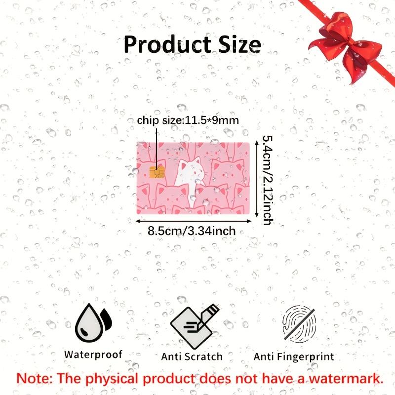 Kawaii Anime Pink Cats Pattern PVC Card Skin Sticker, Easy Design, Bubble-Free, Non-Braided, Suitable for EBT, Credit, Debit Cards, Keys, Room Cards, Protects Small Chip Cards, Ideal for Everyday Use