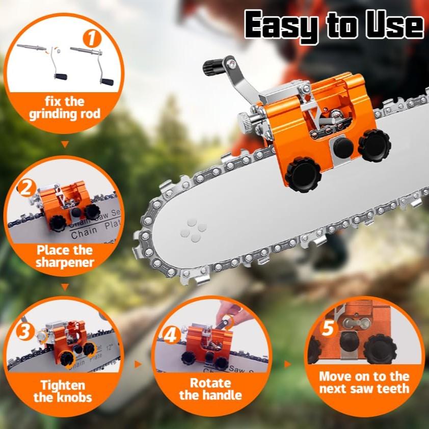 Portable Handheld Chainsaw Chain Sharpener, Manual Chain Grinder Tool, Convenient Home Use, Easy-To-Use Chain Sharpening Device