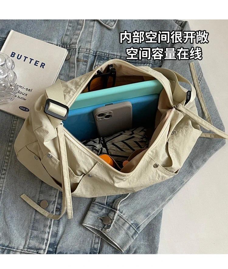 Zipper Solid Nylon Women's Handbags 2026 High Quality Sewing Thread Bags for Women Casual Interior Compartment Crossbody Bags