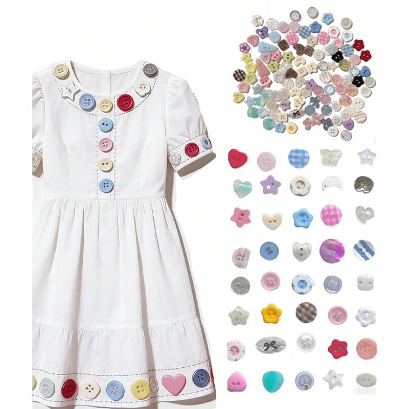 Colorful Plastic Buttons, Handmade Decorative Buttons, Sewing Accessories, Flat Embroidery Craft Buttons, Fashion Clothing Parts, DIY Projects