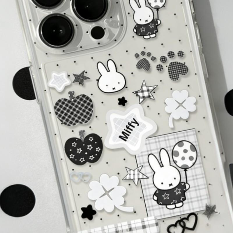 Cartoon Rabbit Phone Case, Polka Dot Transparent Anti-Drop, Compatible with iPhone 17/17 Pro Max, Trendy Style