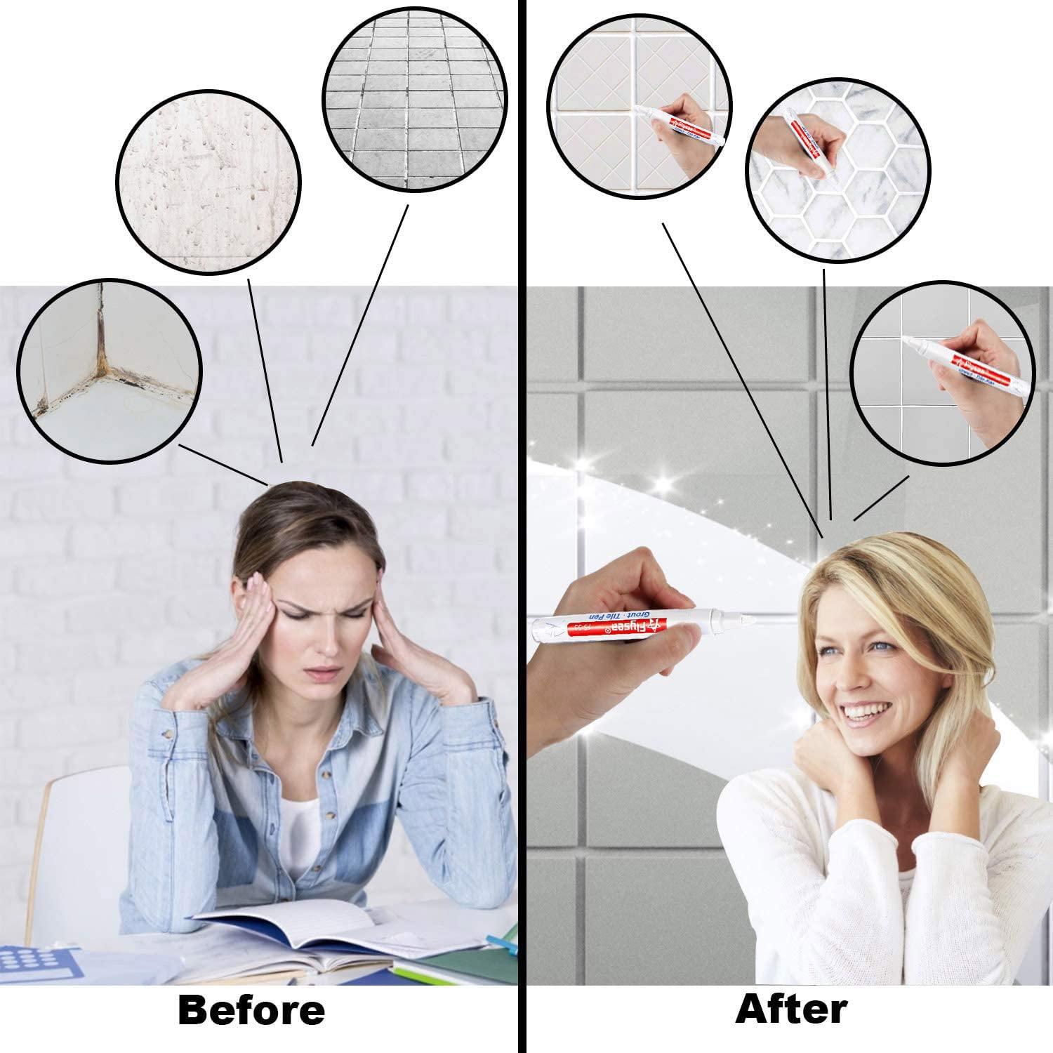 3-Pack Tile Grout Pen, Wall Gap Filler Pen, Suitable for Ceramic Floor Bathroom Seam Repair, Repair Solution