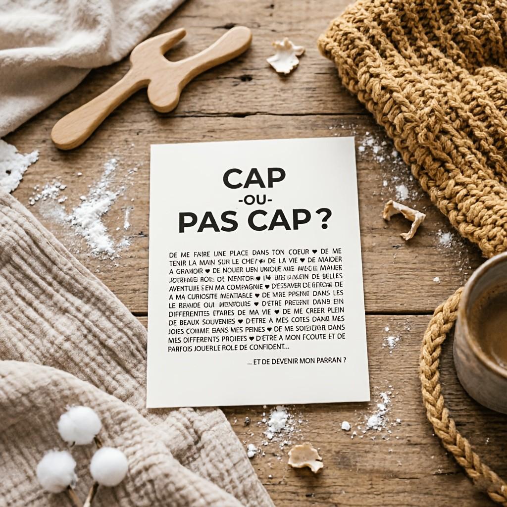 10 French Edition 'dare or Not' Godfather Invitation Cards, Creative Challenge Cards for Baptism/birthday, Heartfelt Family Gifts