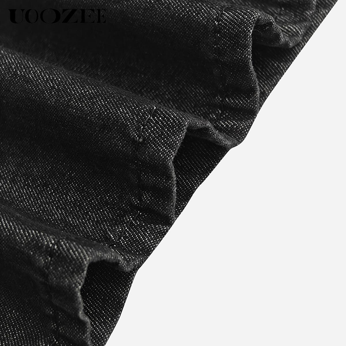 UOOZEE Women's Fall Jeans 2026 Graphic Eyelet Jeans, High-Waist Baggy Wide Leg Statement Denim Bottoms for Festival Looks,back to school shopping, Cropped