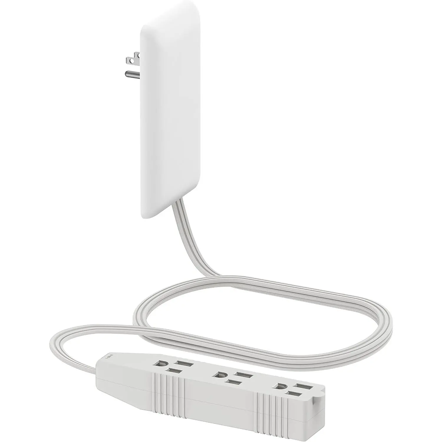 Indoor Flat-Face Outlet Extender That Extends Outlets - ETL Listed Matte White Ultra-Thin Wall Plate Plug, 3 Receptacles, 3ft Cord, 1625W Power Strip for Behind Furniture, Under Desks, Camping & Hiking Tent Use