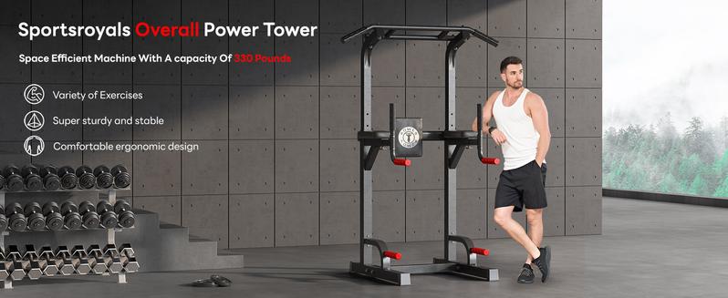 500LB Beast Mode 10-Level Adjustable Power Tower  Pull Up Bar + Dip Stand + 5-in-1 Strength Training  All-Level Home Gym (Beginner ,Friendly),Adjustable Heavy Duty Power Tower,pullup, machine，home gym equipment Whole Body Workout