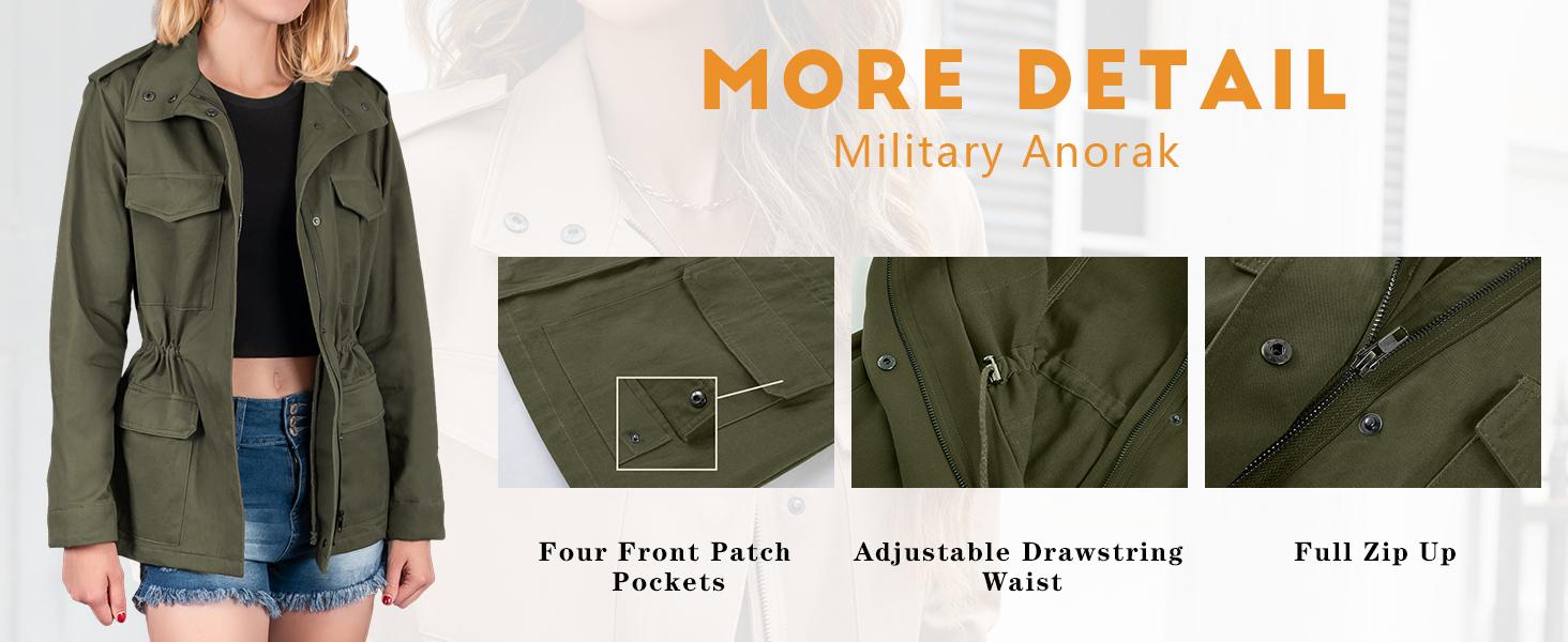 Lightweight utility jacket with adjustable button cuffs