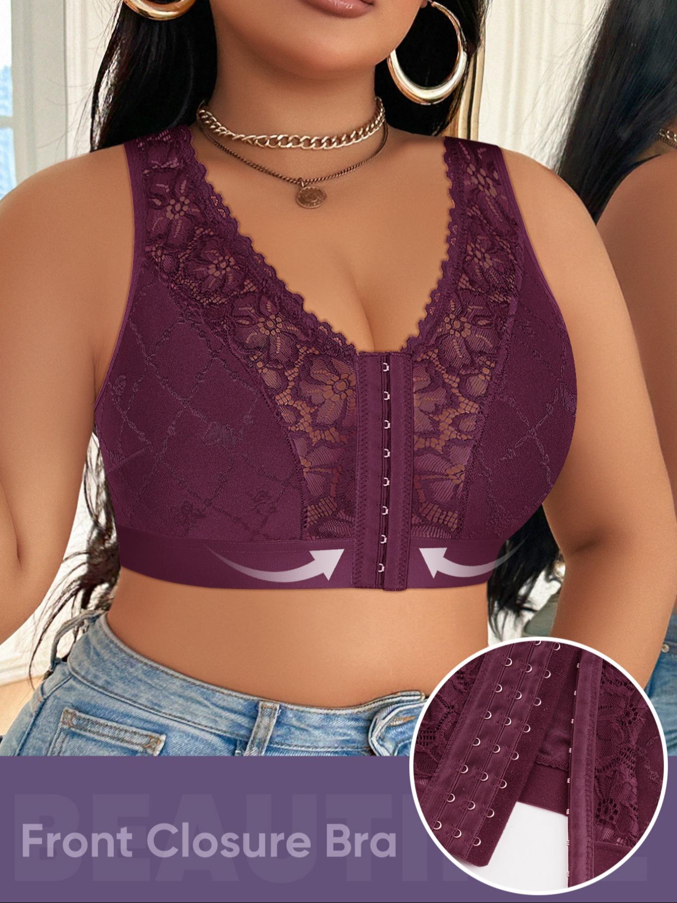 Plus Size Women's Wireless Bra Set, Full Coverage Soft Fabric, Medium Support, Casual Plain Design, Unlined, All Seasons, Supportive Bra