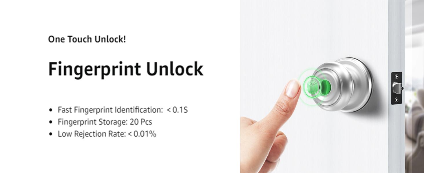 Valentine's Day Gift EUERTE Fingerprint Door Lock,Smart Fingerprint Door Knob with Lock,Biometric Door Lock with App Control & Key,Keyless Thumbprint Entry Door Lock for Bedroom,Front Door,Home,Apartment FathersDayGift