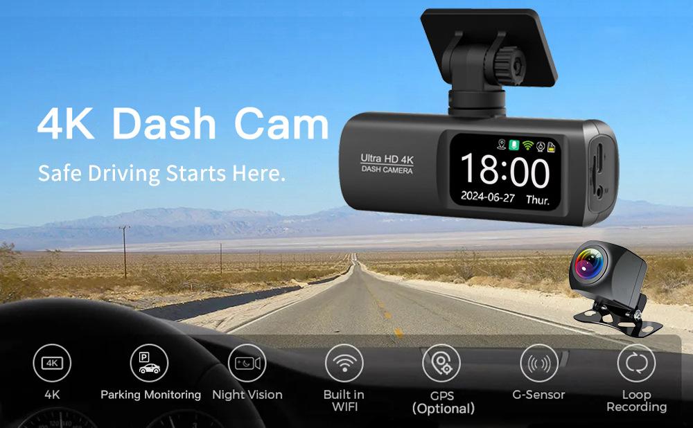 🔥4K Dual Cam! GPS+APP | No Accident Disputes🚗🚗 (WithOut Card)Non-rechargeable, must be used while plugged in.