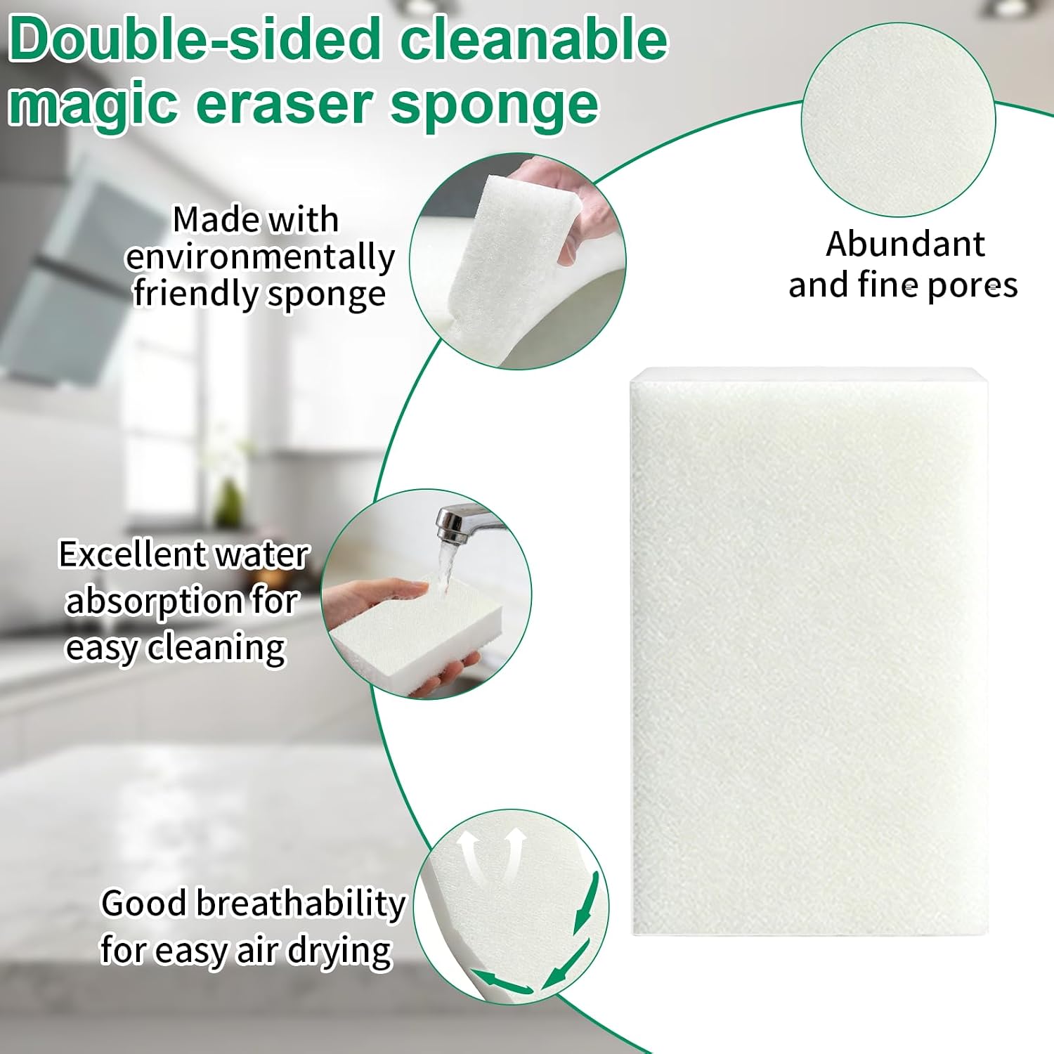 Multi-Functional  Cleaning Sponge, Wall Cleaning Sponge, Magic Eraser Sponge, 2.5 Times Stronger Cleaning Power, Suitable for  Household Surfaces, Bathroom, Walls, Shoes, 100x60x20mm,50PCS