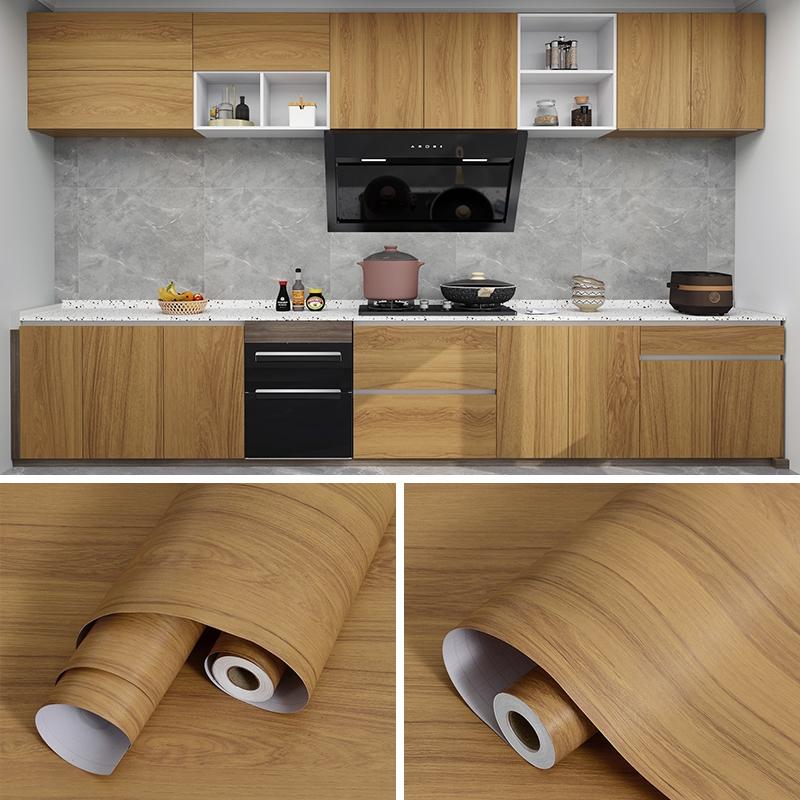 Wood Grain Thick Wallpaper Roll, Self-Adhesive Durable Wall Decal, Waterproof,Ideal for Cabinets Kitchen Door Frames Furniture Tables Sills Mirrors Refrigerators 17.72in*78.74in/196.85in