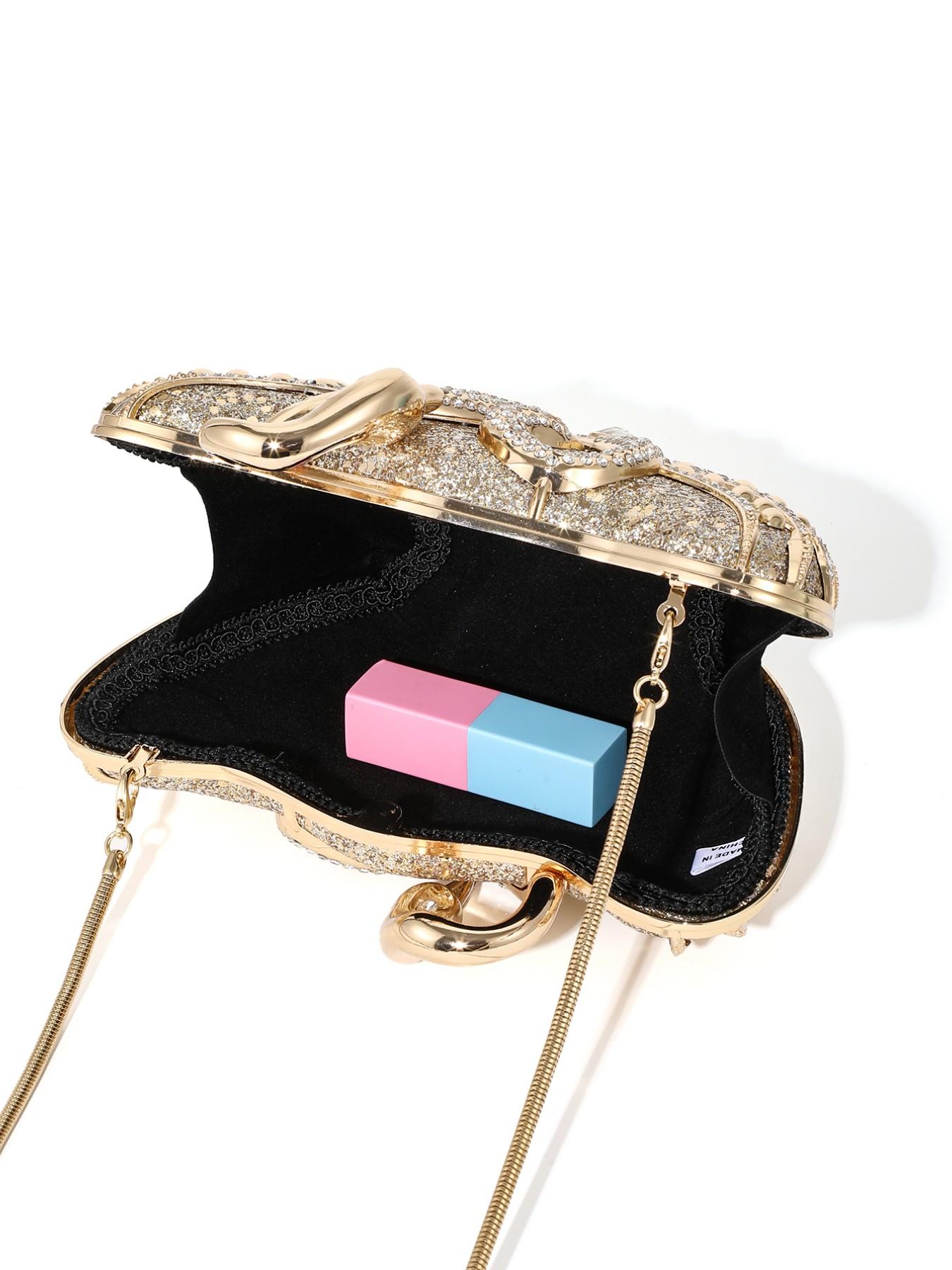 Elegant Crystal Diamond Evening Bag, Handmade Metal Rhinestone Clutch, Perfect for Weddings, Parties, Banquets, No Phone Slot