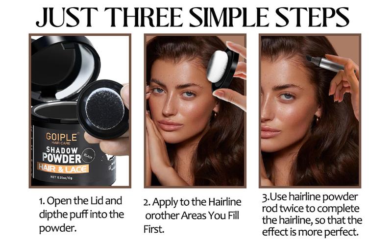 Hairline Powder for Bald Spots, Eyebrows, Beard Line, Light-Blonde Hair Fibers for Thinning Hair Shadow Powder Root Cover Up (Black) Haircare Cosmetic Hairline Powder for Bald Spots, Eyebrows, Beard Line, Light-Blonde Hair Fibers for Thinning Hair Shadow Powder Root Cover Up (Black) Haircare Cosmetic