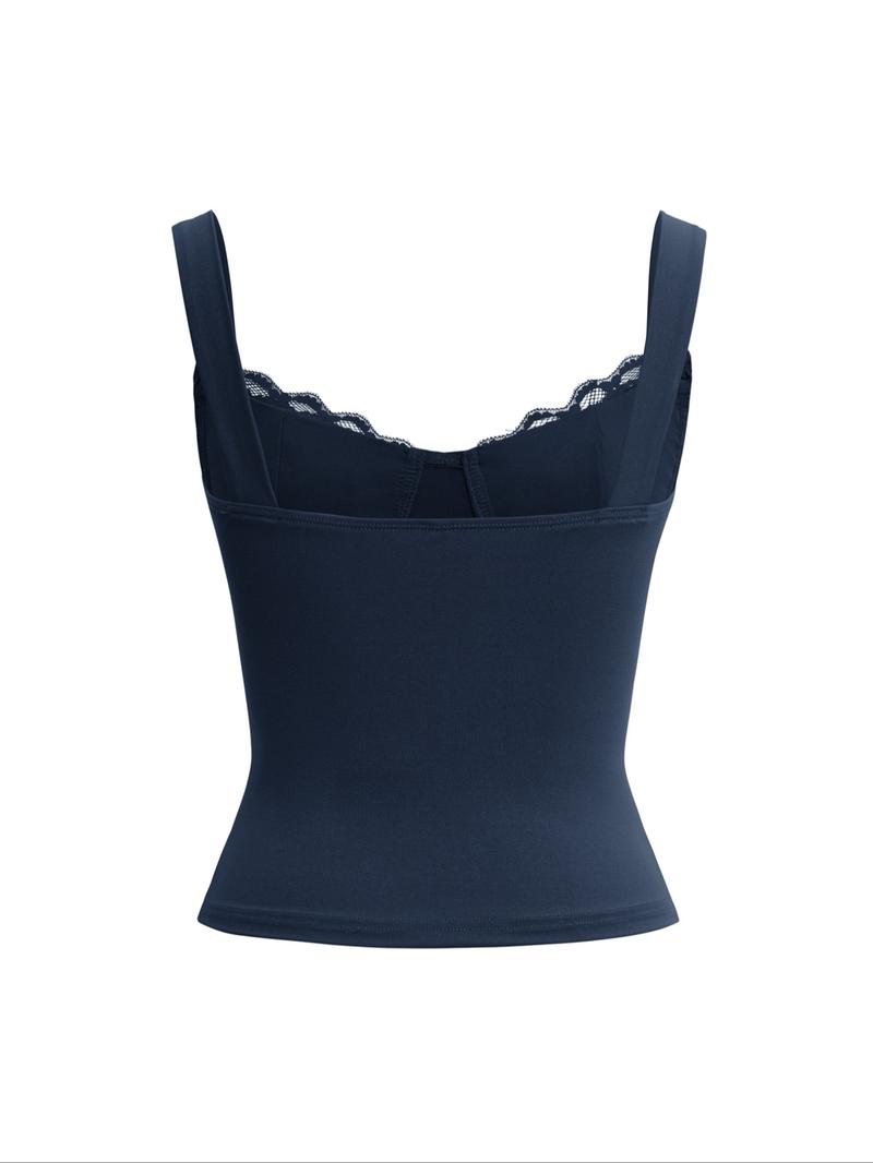 Women's Lace Trim Bodysuit Fashion Slim Fit Top Strapless Comfortable Fabric, Casual Style Short Sleeve Plain Design