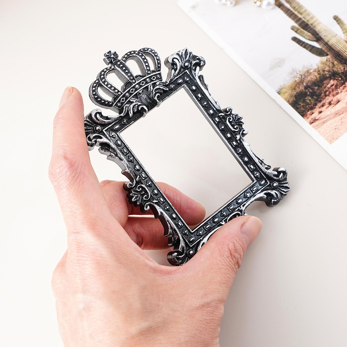 French Silver-Trimmed Mini Frame, Resin Desktop Decor, DIY Craft Accessory, Home Decoration, Wedding, Party, Holiday Decor