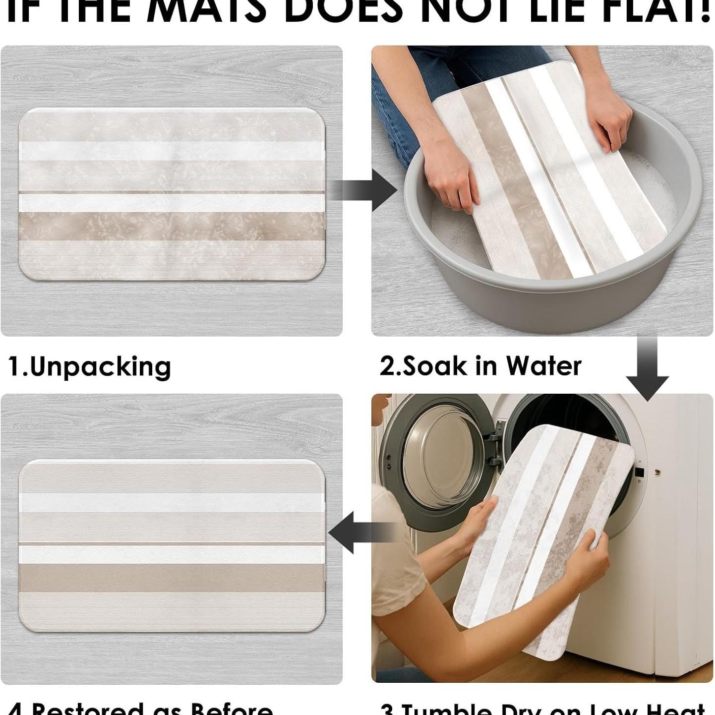 Bathroom Sets with Shower Curtain and Rugs, 4 Pcs, Abstract Striped | Modern Beige Simple Bathroom Decor Set with Toilet Lid Cover, Non-Slip Bath Mats and Accessories 12 Hooks