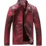 Men's Fitted Vintage Faux Leather Stand Collar Motorcycle Biker Bomber Jacket - Pull-On, Long-Sleeve Polyester, Modern Design, Streetwear Vibe, Damp Wipe Only, Cool Iron, Zipper Closure, Male Tops