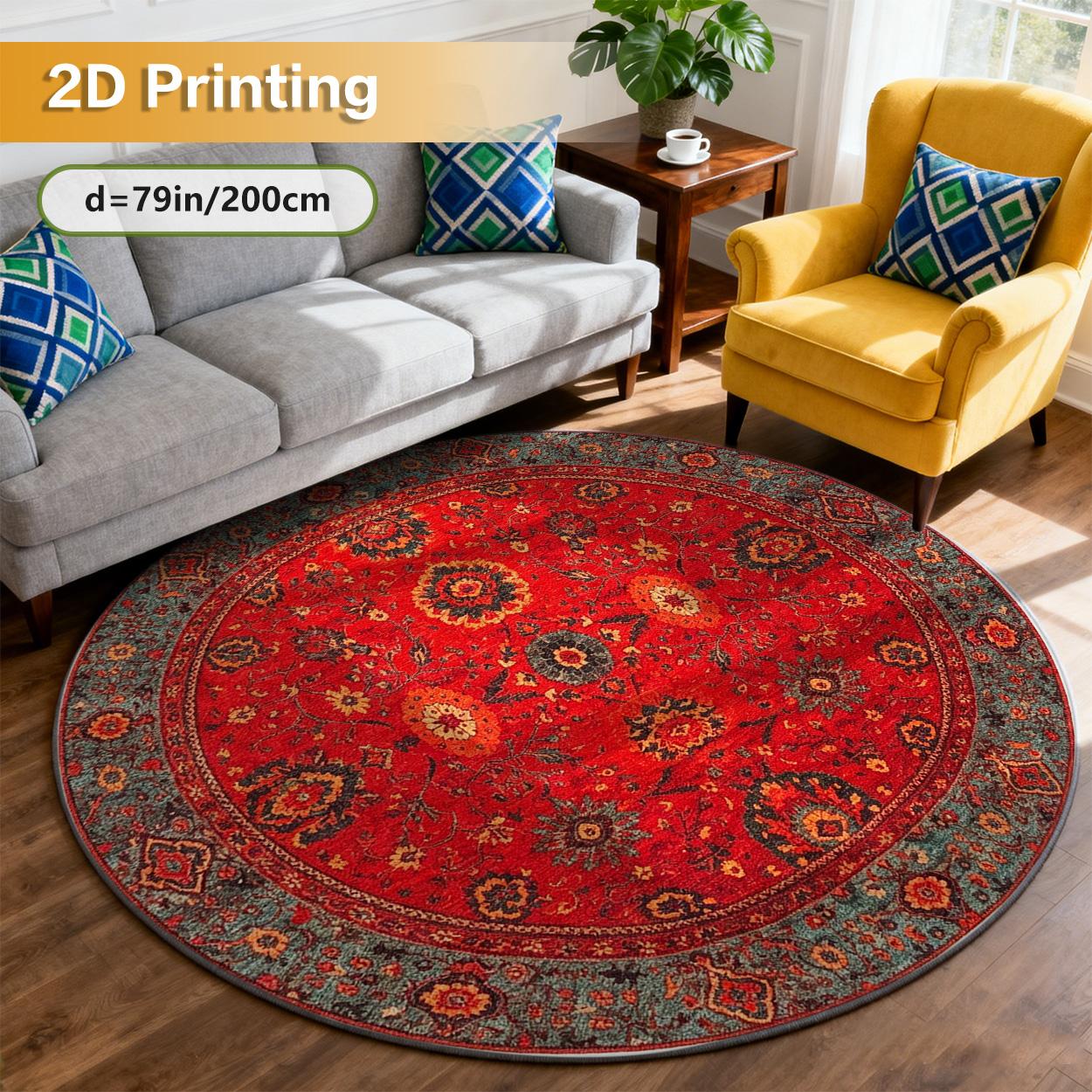 Traditional Red 4'x6' Washable Non-Slip Area Rug for Living Room, Rugs for Living Room with Local Delivery