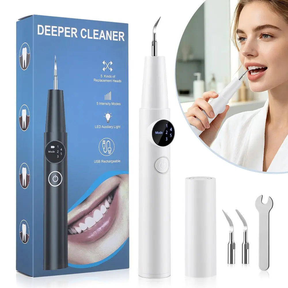 Ultrasonic Tooth Cleaner Smart Gum Care, 5 Modes With LED Lighting, With Memory Function, Oral Teeth Cleaner, Hygiene Device