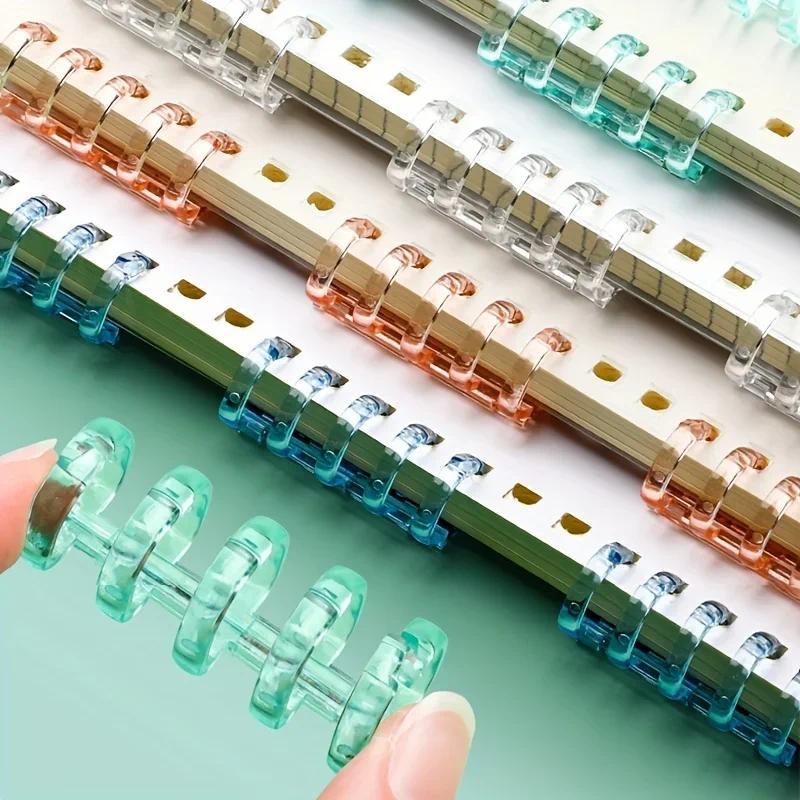 10pcs Five Hole Binder Binding Buckle Adhesive Clip Detachable Binder Ring Plastic Buckle Ring DIY Plastic Clip Office Supplies