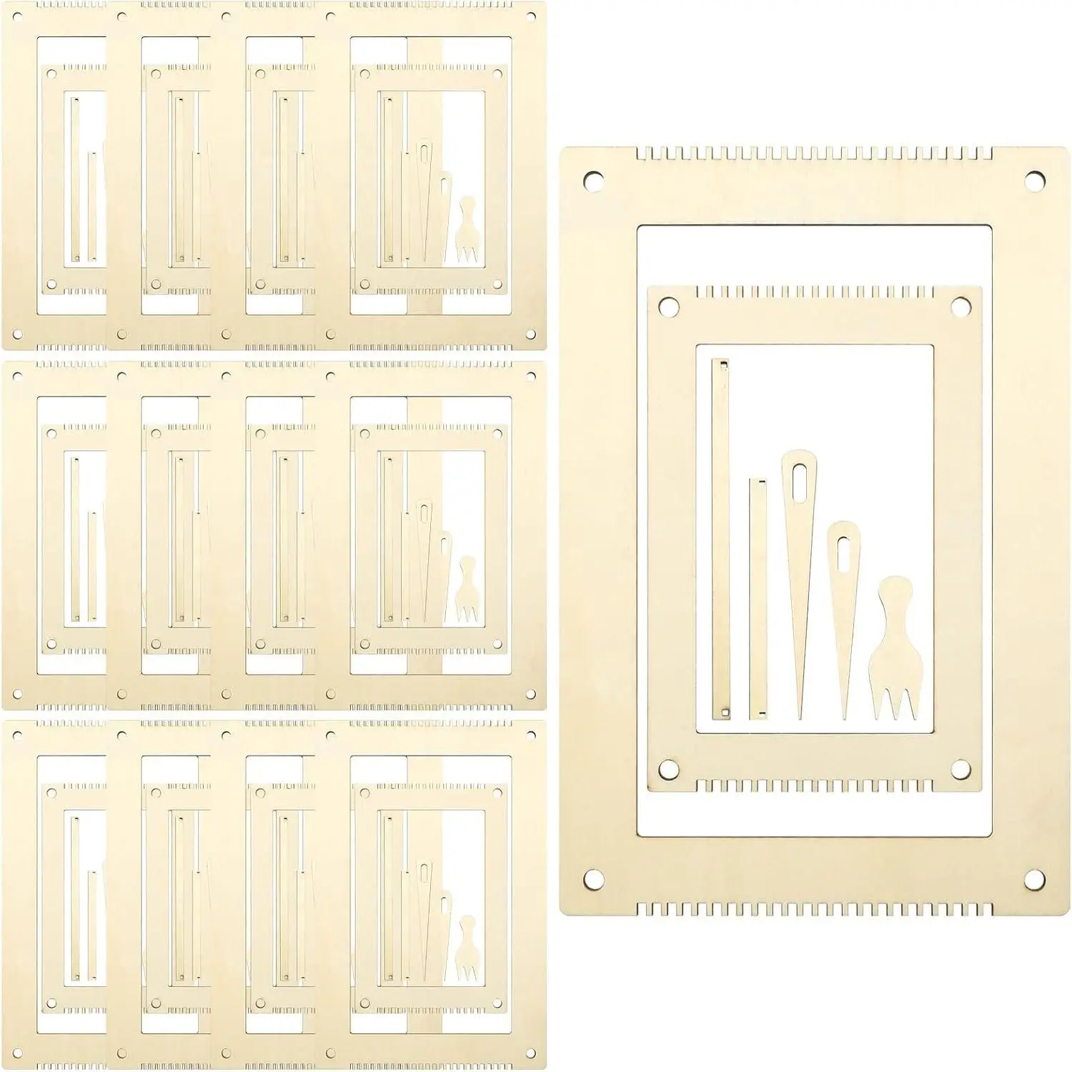 12 Sets Weaving Loom Kit for Beginners, Wooden Frame Loom Set with Needles & Tools, 5.3 x 7.8'', 7.9 x 11.8'' for DIY Wall Hanging, Tapestry & Craft Projects