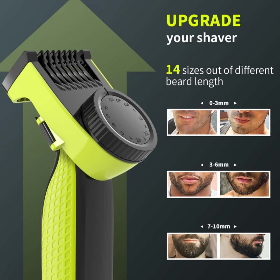 14-in-1 Comb Attachment for Philips One Blade OneBlade Replacement Blade Blades Trimming Attachments for QP2520 QP2530 QP2620 QP2630, 14 Length Settings From 0.4mm To 10mm