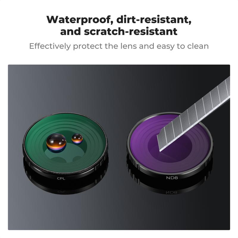 K&F Concept ND PL Filter Kit Compatible with DJI Osmo Action 5 Pro/Osmo Actioin 4, 4 Pack CPL ND8 ND16 ND32 Screw On Polarizing Neutral Density Filter, HD Optical Glass/Multi-Coated/Metal Frame