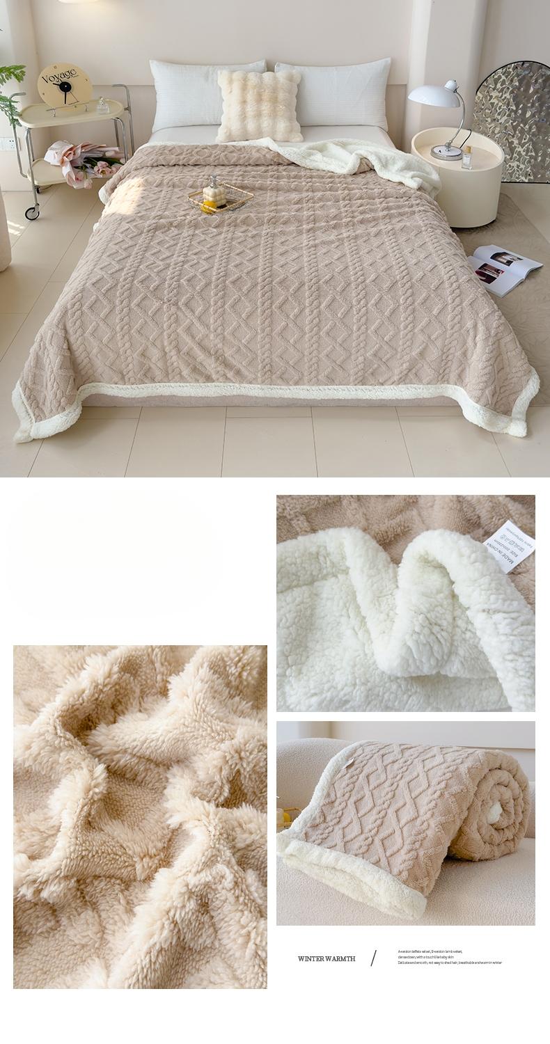 Plaid Velvet Lamb Fleece Blanket, Double-Sided Thick Warm, Chunky Blanket, Winter Sofa Use, Student Dorm Nap Cover, Cozy and Comfortable