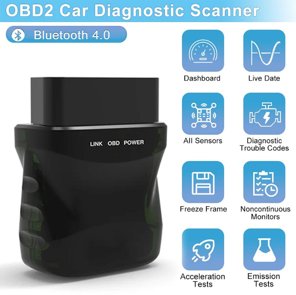 Car Code Reader V015 Bluetooth 4.0 OBD2 Scanner for iOS/Android/PC - Automobile Fault Diagnosis Instrument with Bluetooth Engine Tester Functionality