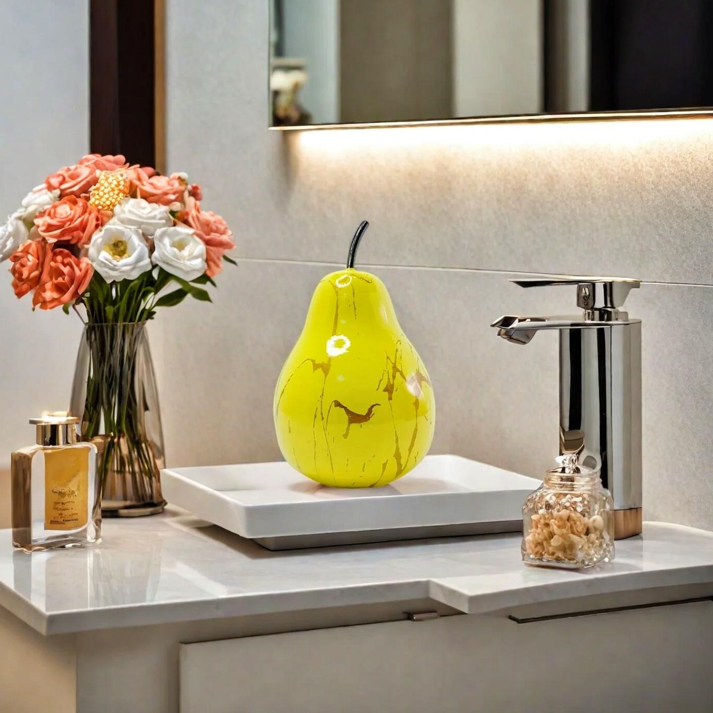 Realistic Pear Statue Ornament, Lightweight Resin Fruit Decor, Home Decoration Gift, Elegant Fruits Display Piece