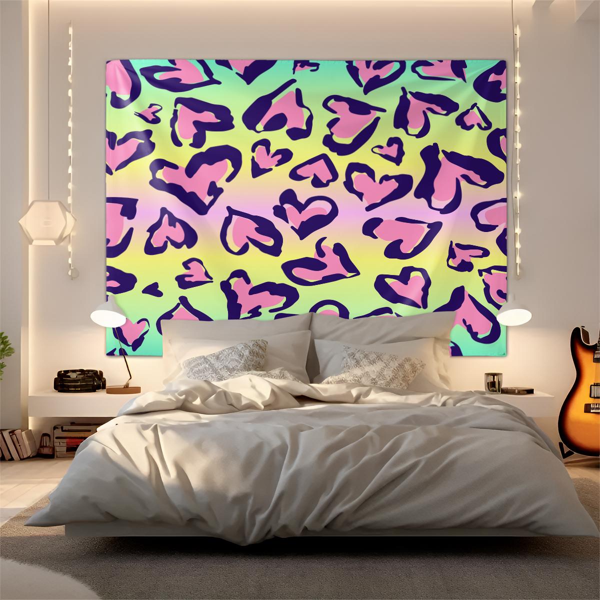 1Pcs Vintage Leopard Print Art Tapestry, Smooth Wrinkle Resistant Durable, Multi-Functional Wall Hanging Decor for Rental & Homestay