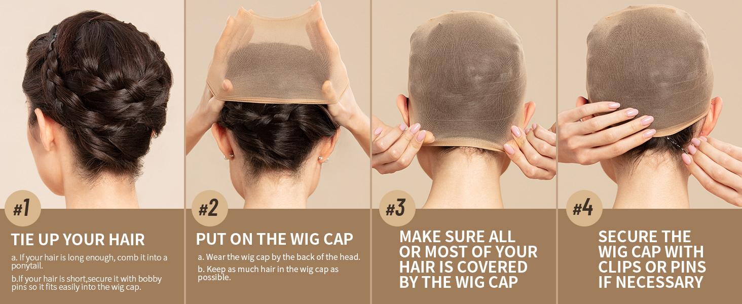 Light Brown Stocking Wig Caps Stretchy Nylon Wig Caps for Women