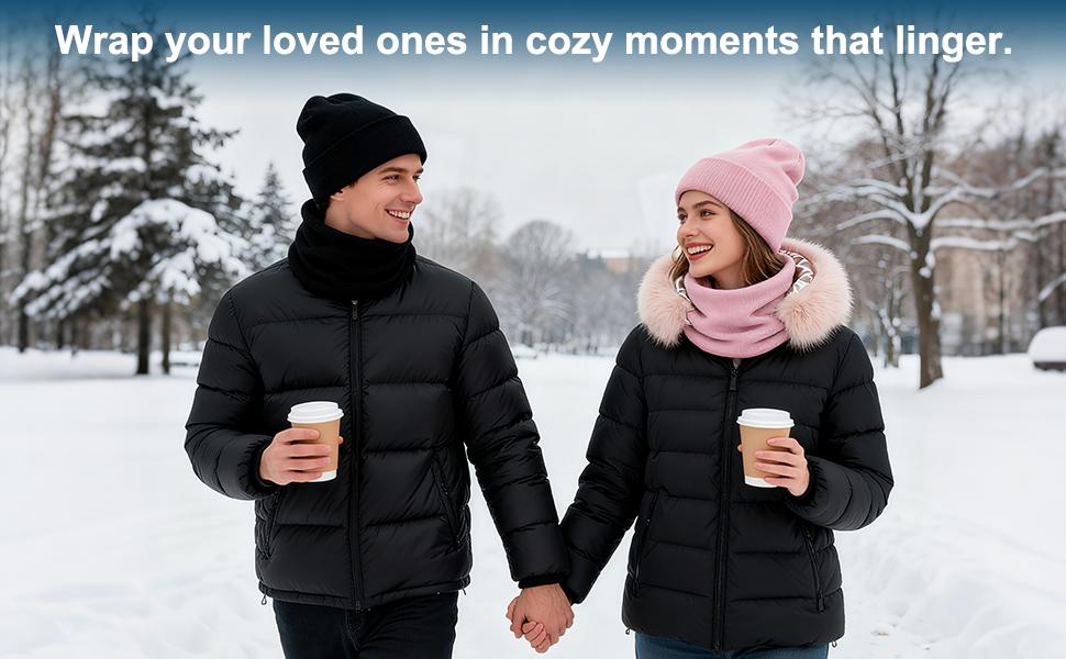 [Buy 1 Hat Get 1 Free Neck Gaiter] Viyawise Satin Lining Solid Color Beanie Hat for Men & Women - Ultra Soft, Stretchy Ribbed Knit, Foldable Design for Daily Use & Outdoor Activities Ear Cover Warm