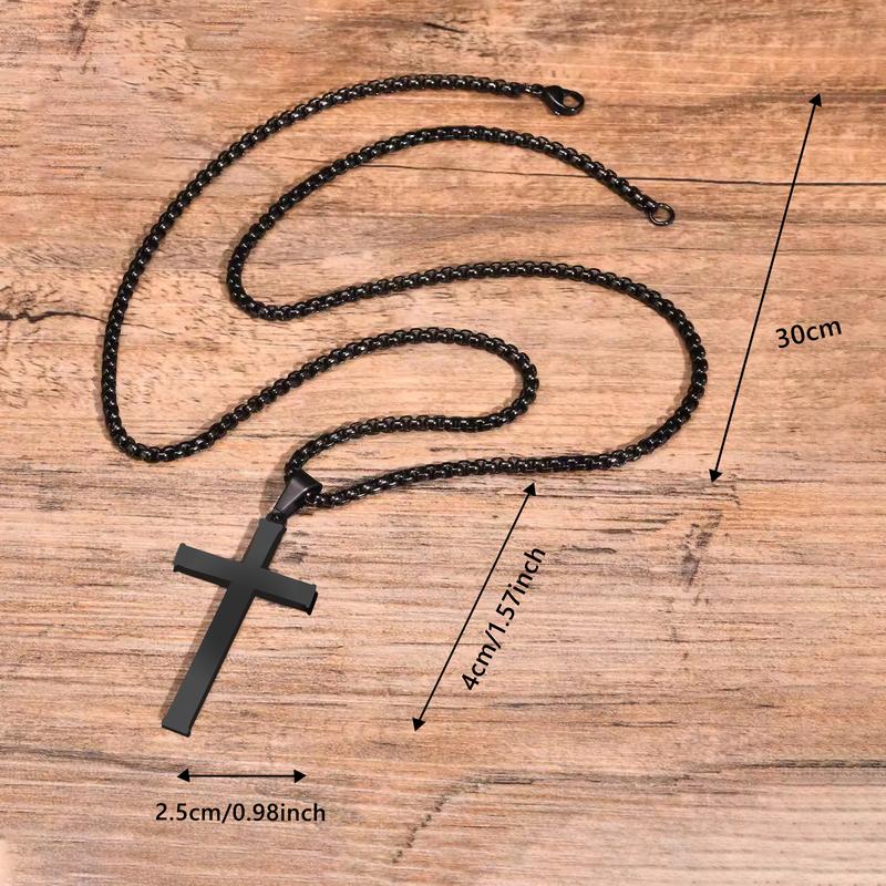 Cross Necklace Set for Men & Women – 2PCS Titanium Steel Pendant Chain, Meaningful Prayer Gift for Him & Her