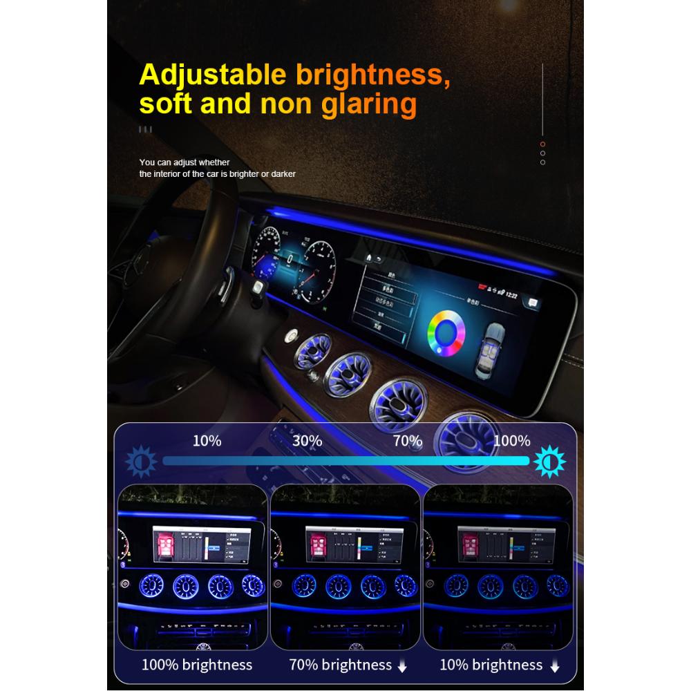 64 Colors RGB Factory-Match Special LED Turbine Air Vent Cover for Mercedes Benz E-Class (W213) - Vehicle Control, Automotive Atmosphere Lamp, Recessed Interior Decoration, Car Light Embellishments, Backlit Speaker Trim Panels, Gift for Boyfriend, Car Atm