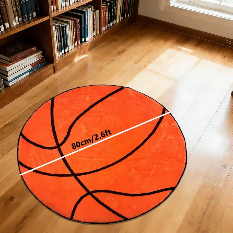 Basketball Lover Carpet, Round Basketball Shaped Mat, Soft Non-Slip Rug, Home Decor Rugs, Soft Area Rug, Decorative Rug, Floor Rug, Easy Clean, Indoor Decor for Living Room Bedroom