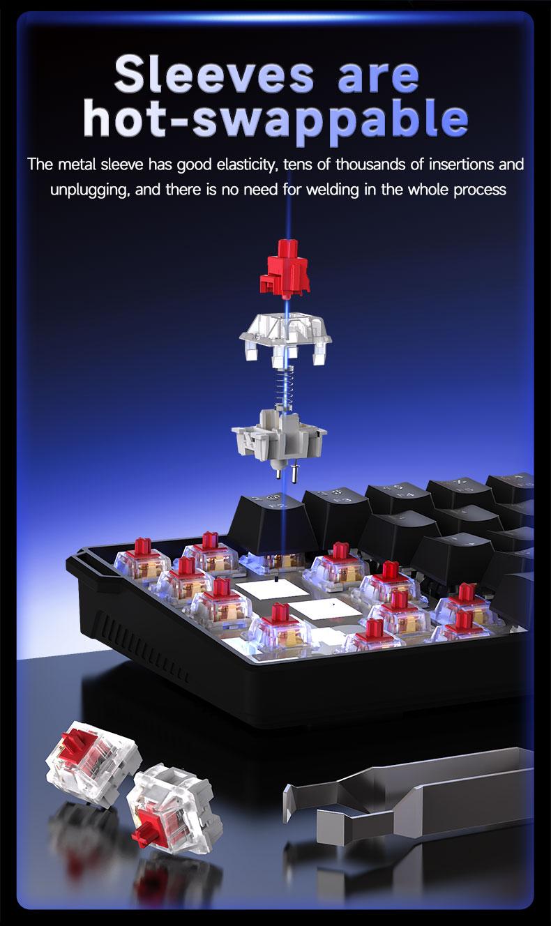 AJAZZ NK61 Mechanical Keyboard with Red Switches, ABS Black Keycaps, 60% Compact Layout, Wired Office Mechanical Keyboard, TKL Mixed Backlighting, Ribbon Included, Portable, Comfortable Typing Feel, Suitable for Gaming, Office, and More Scenarios