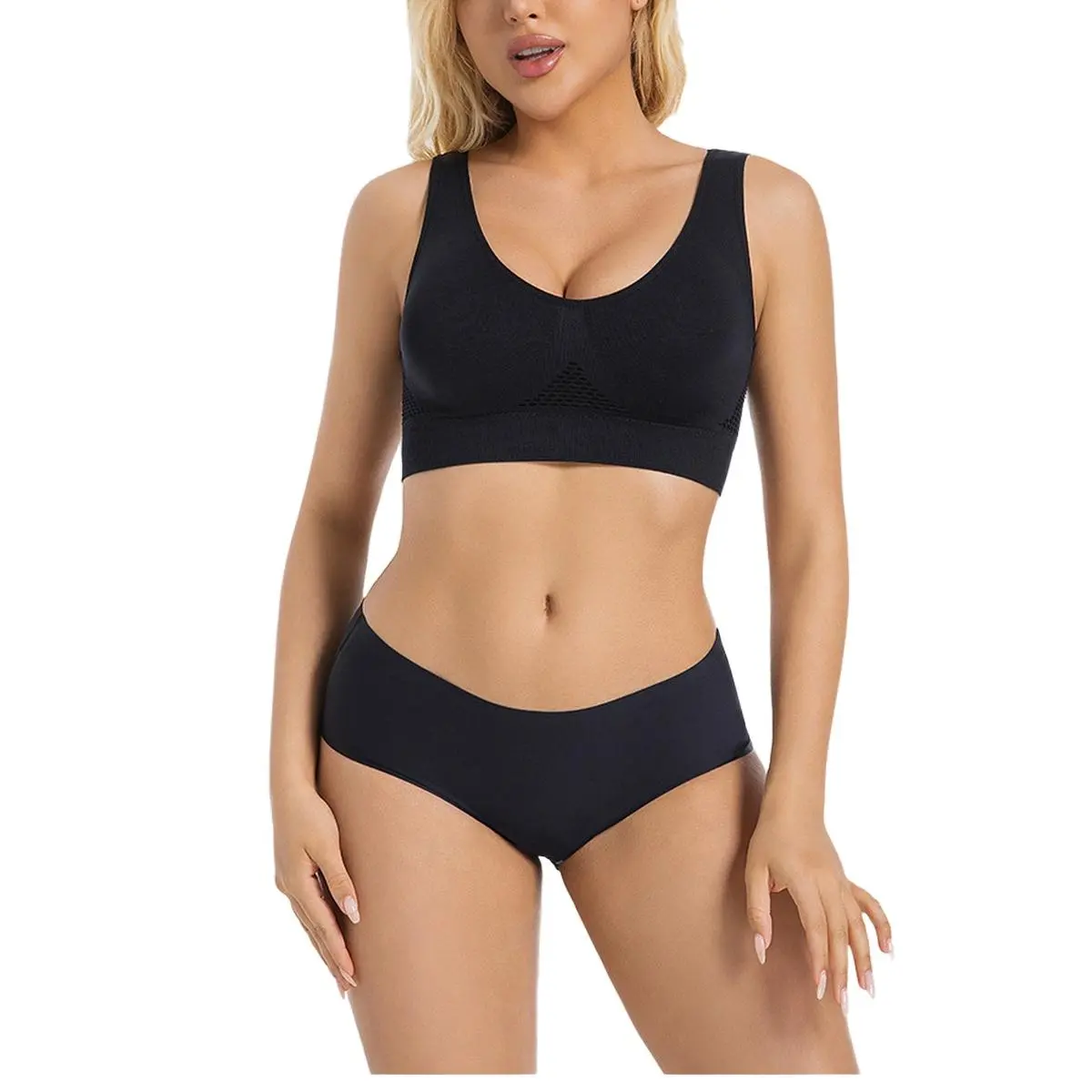 DB Women Hollow Mesh Sports Bra Breathable Hole Yoga Running Workout Fitness Bralette