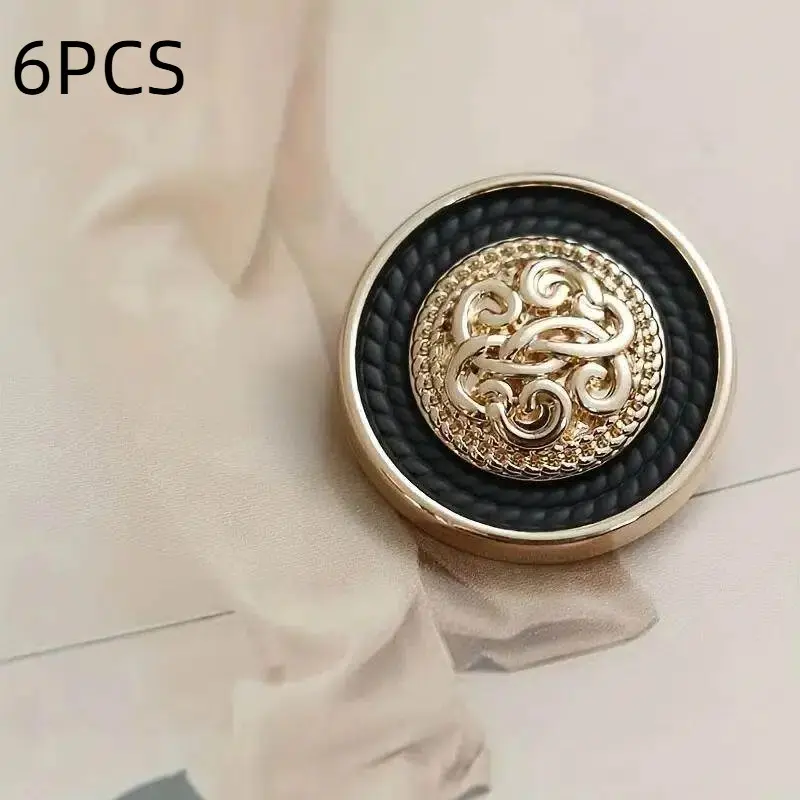 6 Vintage Metal Button Set, 18/23/25mm, Ideal for DIY Sewing, Perfect for Suits, Jackets, Coats, French Style Sweaters, Floral Patterns, Versatile