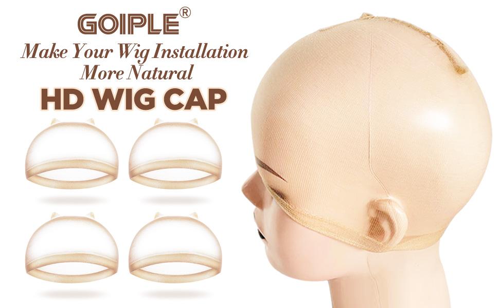4PCS HD Wig Cap for Lace Front Wigs - Stretchy Nylon Stocking Wig Caps for Women, Perfect for Wig Installations Synthetic Hairpiece