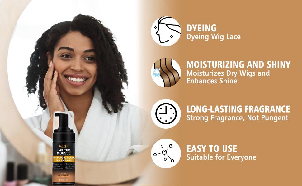 Lace Tint Mousse for Wigs - 16 Count, Natural Lace Color, Strong Hold, Melting Spray Long-Lasting Installation Glue Haircare Brush Edge Control Smooth